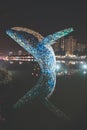 Kaohsiung City, Taiwan - February 12th, 2020: An art installation titled Ã¢â¬ÅWhale in LoveÃ¢â¬Â that rises from KaohsiungÃ¢â¬â¢s Love